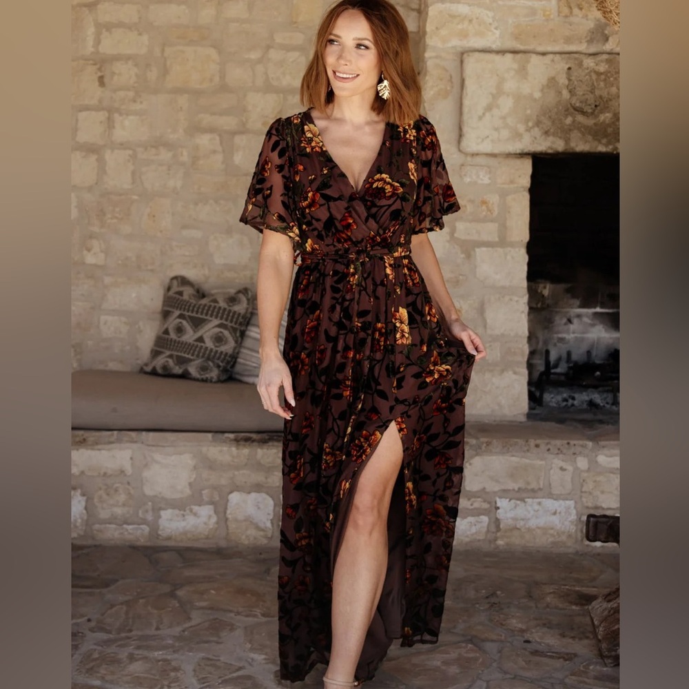 Baltic Born velvet floral maxi dress